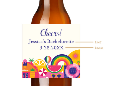 Cheers! Bachelorette Party Custom Personalized Beer Label & Beer Carrier (set of 6)