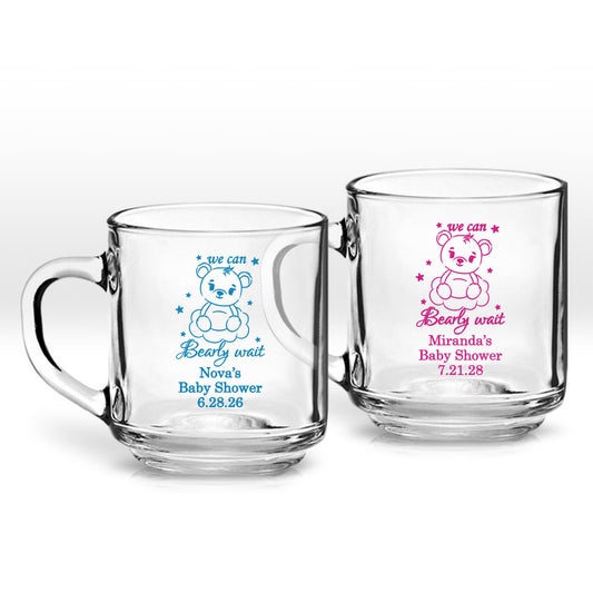 We Can Bearly Wait Personalized Clear Coffee Mug (Set of 24)