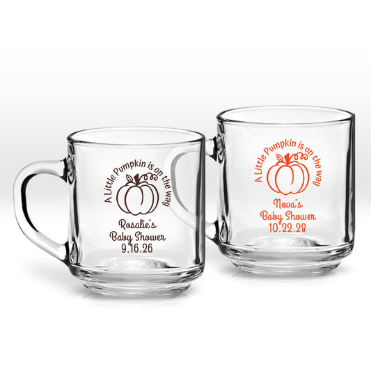 A Little Pumpkin Is On The Way Personalized Clear Coffee Mug (Set of 24)