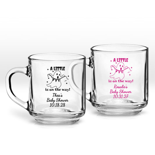 A Little Is On The Way Thea's Baby Shower Personalized Clear Coffee Mug (Set of 24)