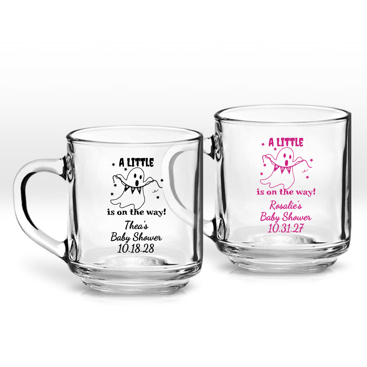 A Little Boo Is On The Way Personalized Clear Coffee Mug (Set of 24)