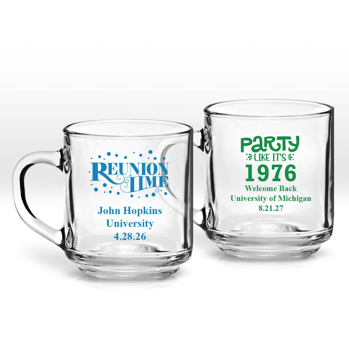 Class Reunion Personalized Clear Coffee Mug (Set of 24)