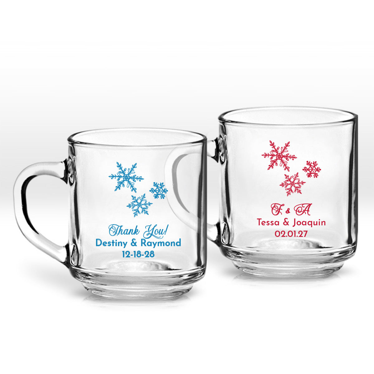 Snowflakes Personalized Clear Coffee Mug (Set of 24)