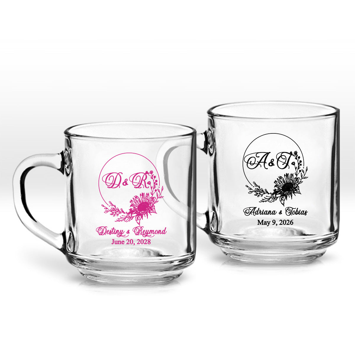 Adriana & Tobias Personalized Clear Coffee Mug (Set of 24)