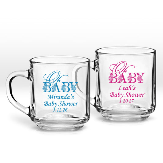Oh Baby Miranda's Baby Shower Personalized Clear Coffee Mug (Set of 24)