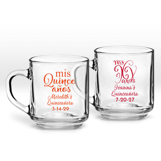 Quinceañera Personalized Clear Coffee Mug (Set of 24)