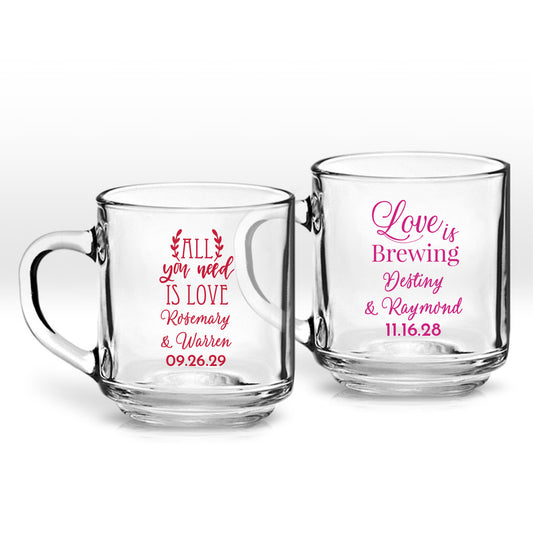 All You Need Is Love Personalized Clear Coffee Mug (Set of 24)