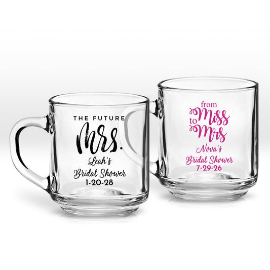 The Future Mrs Leah's Bridal Shower Personalized Clear Coffee Mug (Set of 24)