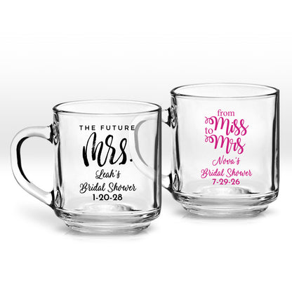 Bridal Shower Personalized Clear Coffee Mug (Set of 24)