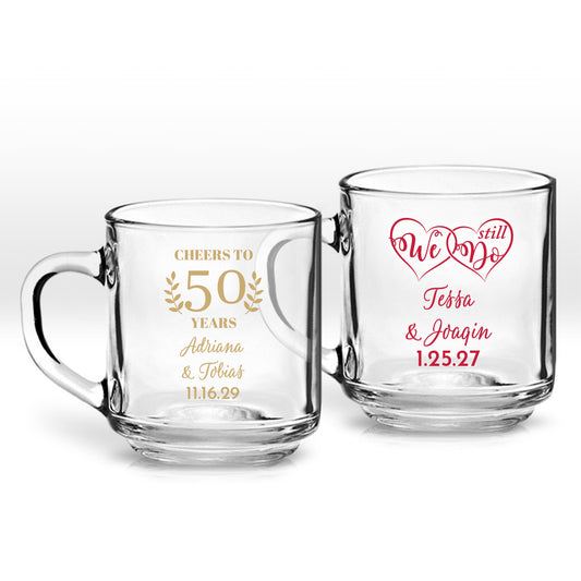 Cheers To 50 Years Personalized Clear Coffee Mug (Set of 24)
