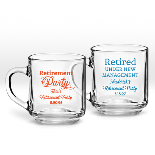 Retirement Party Personalized Clear Coffee Mug (Set of 24)