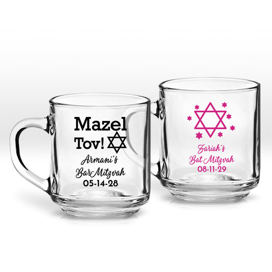 Mazel Tov Personalized Clear Coffee Mug (Set of 24)