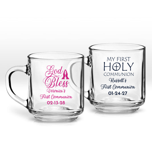 God Bless Veronica's First Communion Personalized Clear Coffee Mug (Set of 24)