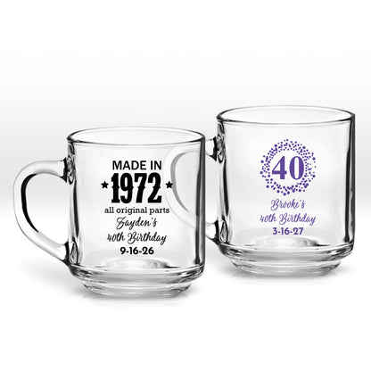 40th Birthday Personalized Clear Coffee Mug (Set of 24)