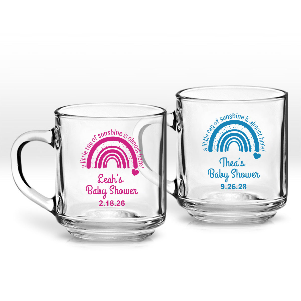 A Little Ray Of Sunshine Is Almost Here Personalized Clear Coffee Mug (Set of 24)