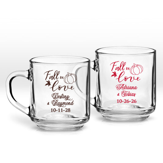 Fall In Love Destiny & Raymond Personalized Clear Coffee Mug (Set of 24)