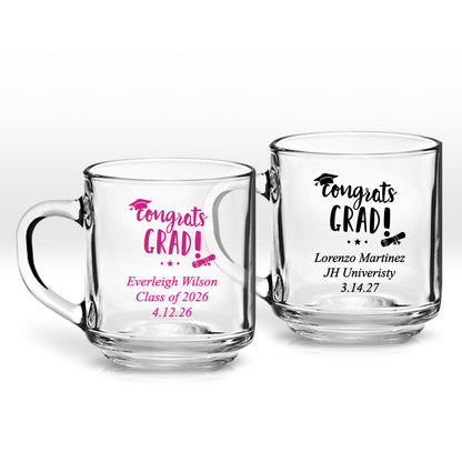 Congrats Grad Personalized Clear Coffee Mug (Set of 24)