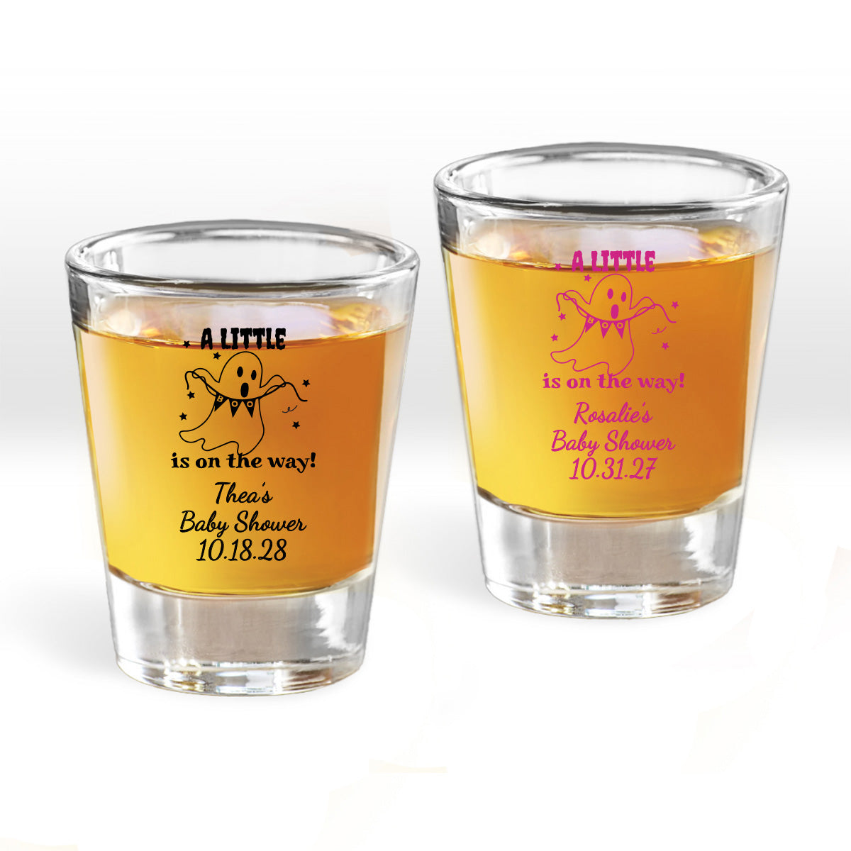 A Little Boo Is On The Way Personalized Fluted Shot Glass (Set of 24)