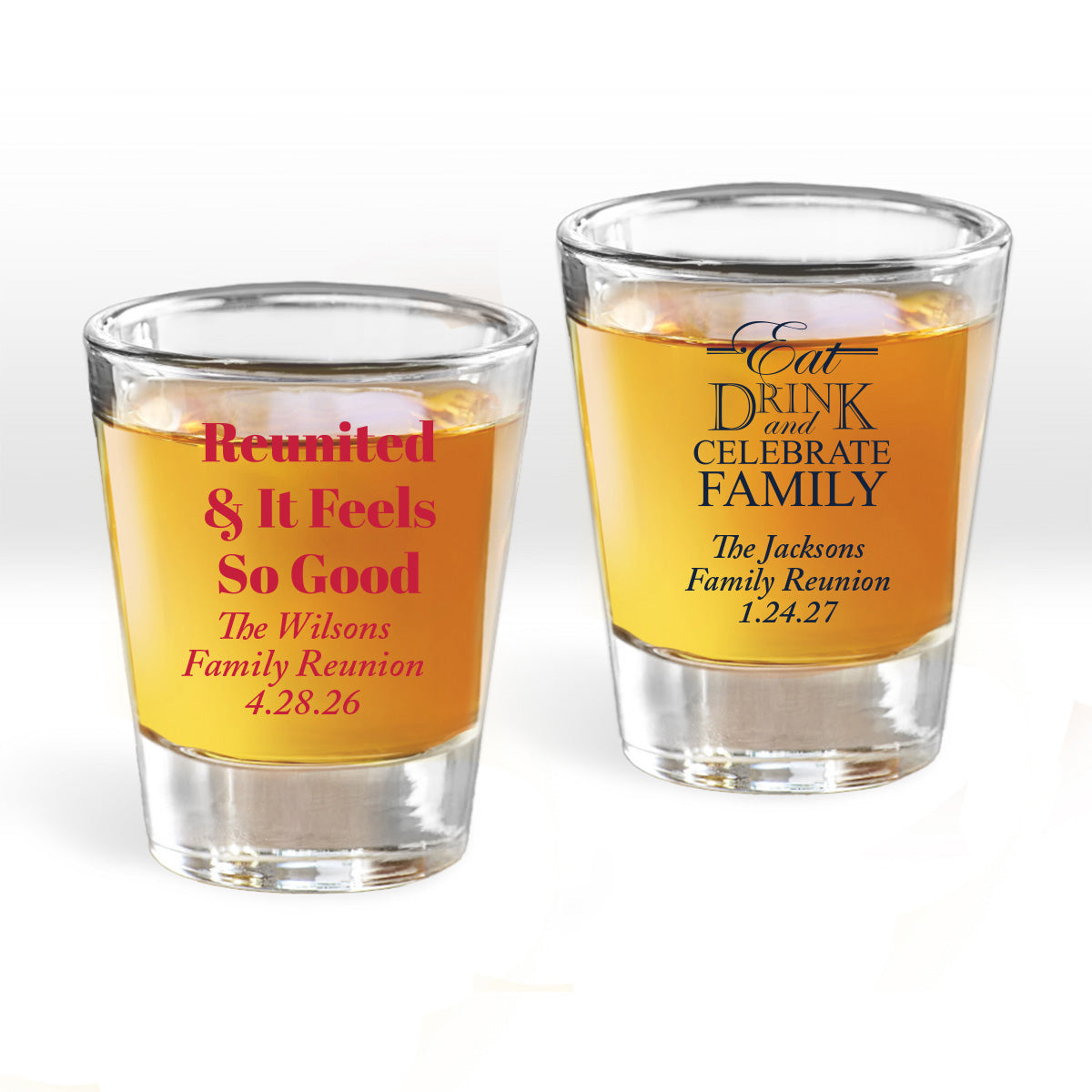 Reunited & It Feels So Good Personalized Fluted Shot Glass (Set of 24)