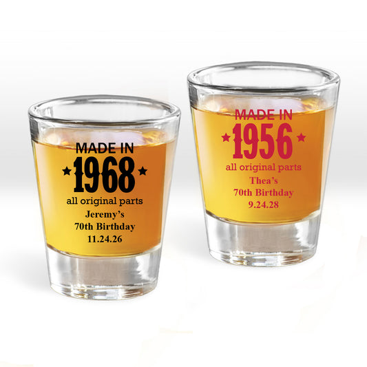 Made In 1968 Personalized Fluted Shot Glass (Set of 24)