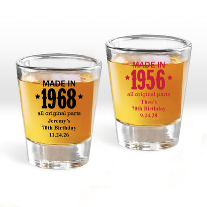 Made In # Year All Original Parts Personalized Fluted Shot Glass (Set of 24)