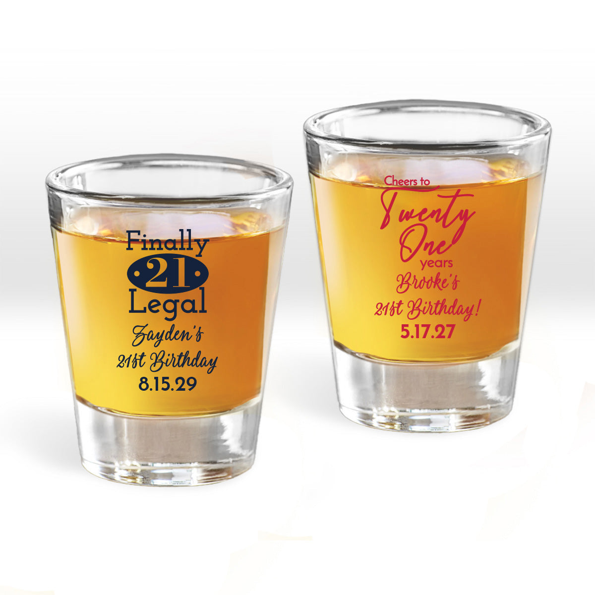 21st Birthday Personalized Fluted Shot Glass (Set of 24)