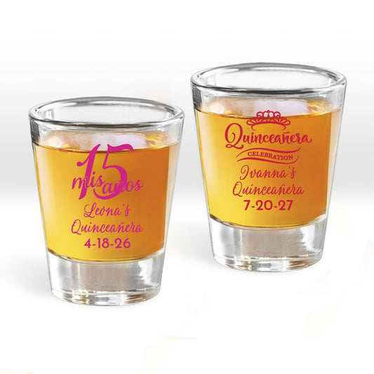 Quinceañera Personalized Fluted Shot Glass (Set of 24)