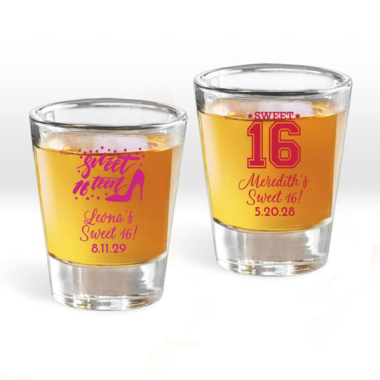 Sweet 16 Personalized Fluted Shot Glass (Set of 24)