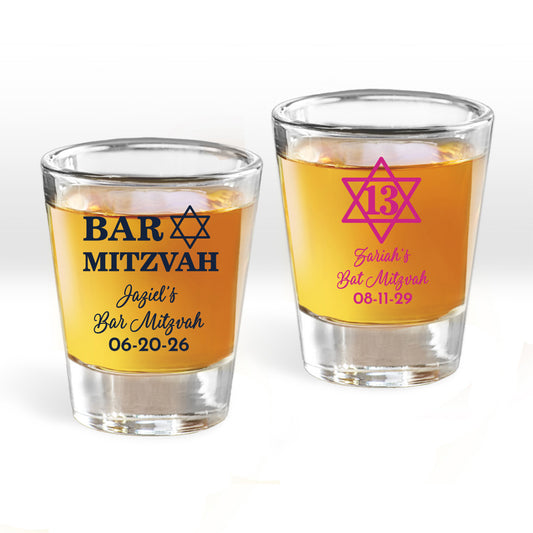 Bar Mitzvah Personalized Fluted Shot Glass (Set of 24)