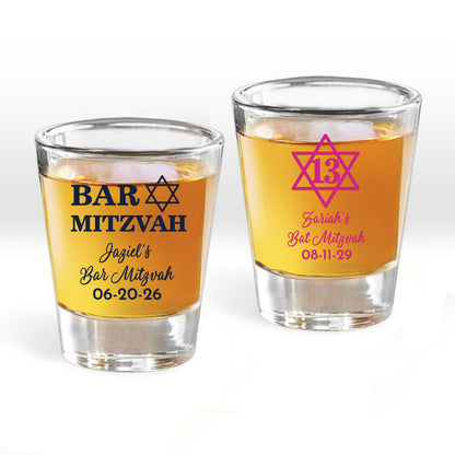 Bar Mitzvah & Bat Mitzvah Personalized Fluted Shot Glass (Set of 24)