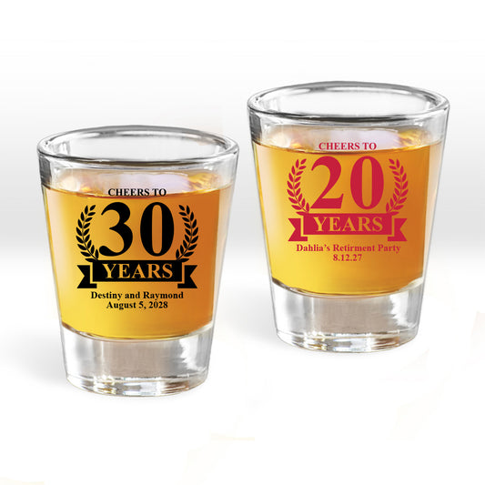 Cheers To 30 Years Personalized Fluted Shot Glass (Set of 24)