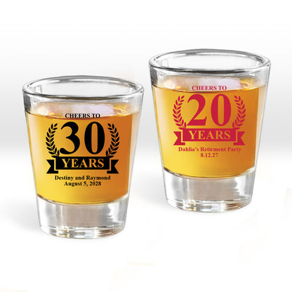 Cheers To Years Personalized Fluted Shot Glass (Set of 24)