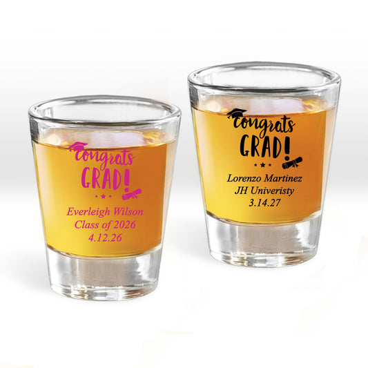 Congrats Grad Personalized Fluted Shot Glass (Set of 24)