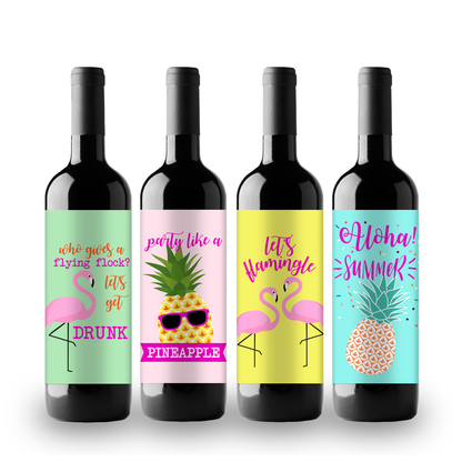 Summer Party Wine Champagne Labels (set of 4)