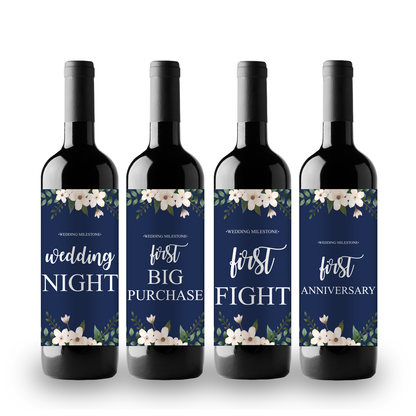 Wedding Milestone Wine Champagne Labels (set of 4)