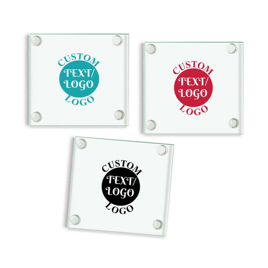 Your Text or Logo Personalized Glass Coaster (Set of 24)