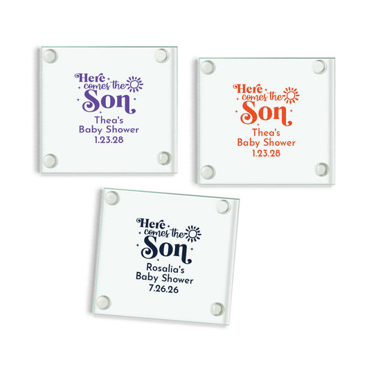 Here Comes The Son Personalized Glass Coaster (Set of 24)