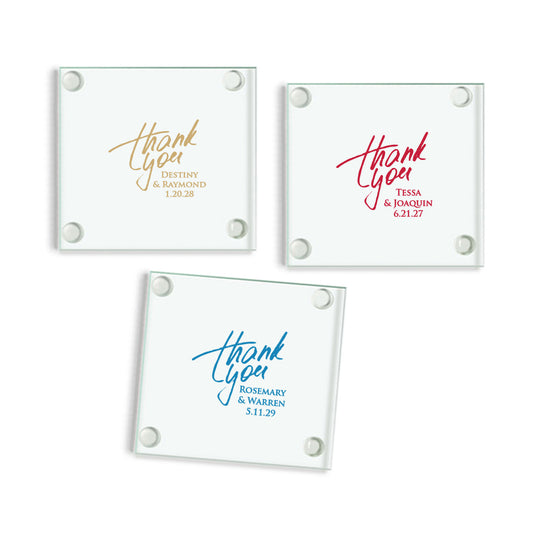 Thank You Thea & Joaquin Personalized Glass Coaster (Set of 24)