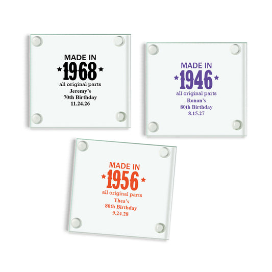 Made In 1968 Personalized Glass Coaster (Set of 24)