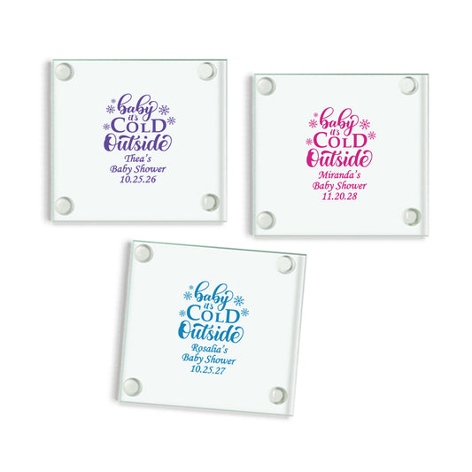 Baby It's Cold Outside Personalized Glass Coaster (Set of 24)