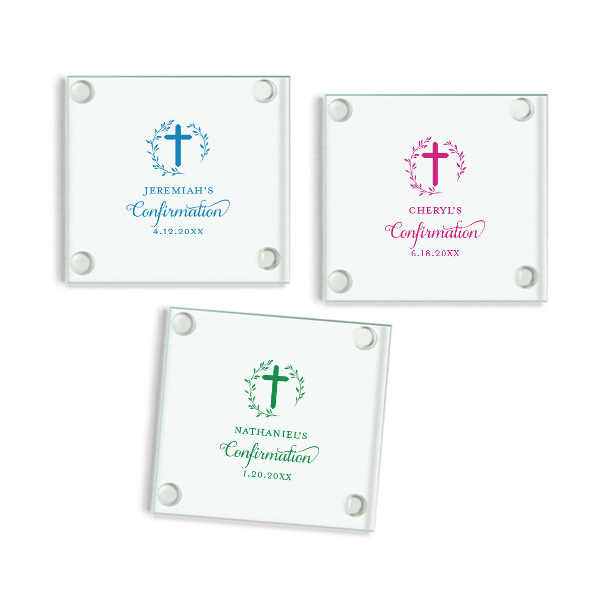 Jeremiah's Confirmation Personalized Glass Coaster (Set of 24)