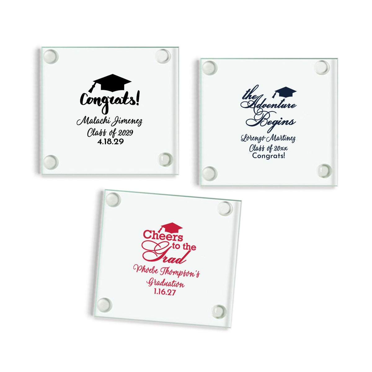 Cheers to the Grad Personalized Glass Coaster (Set of 24)
