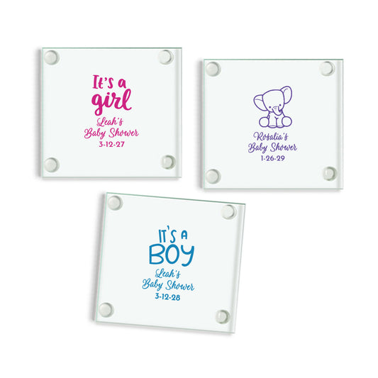 Baby Shower Personalized Glass Coaster (Set of 24)