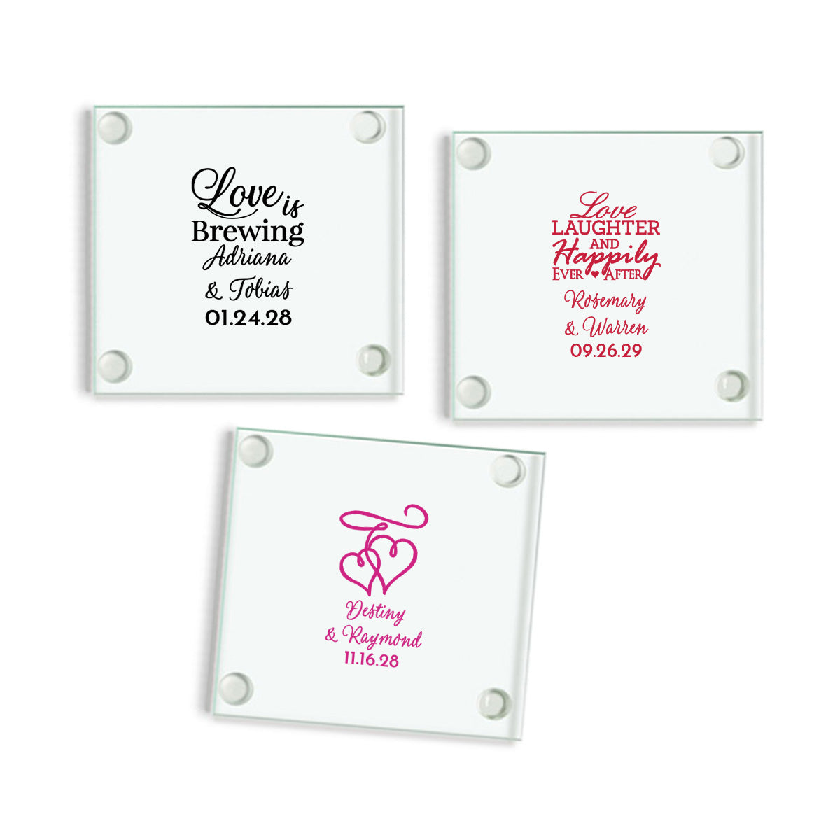 Love Is Brewing Personalized Glass Coaster (Set of 24)