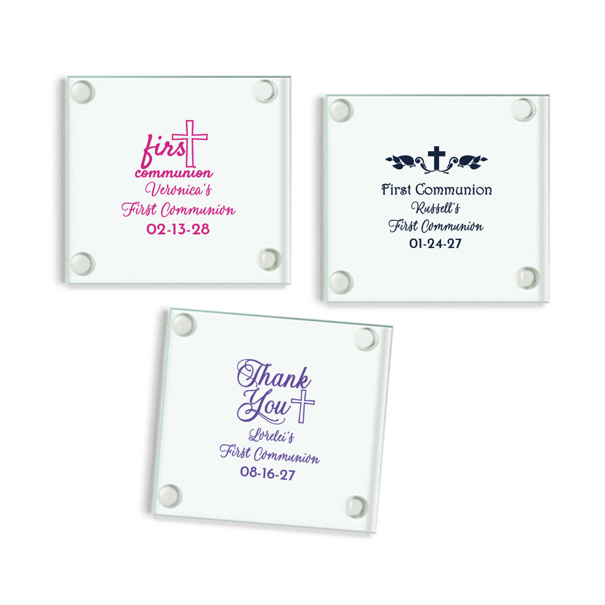 First Communion Personalized Glass Coaster (Set of 24)