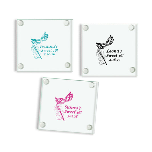 Sunny’s Sweet 16 Personalized Glass Coaster (Set of 24)