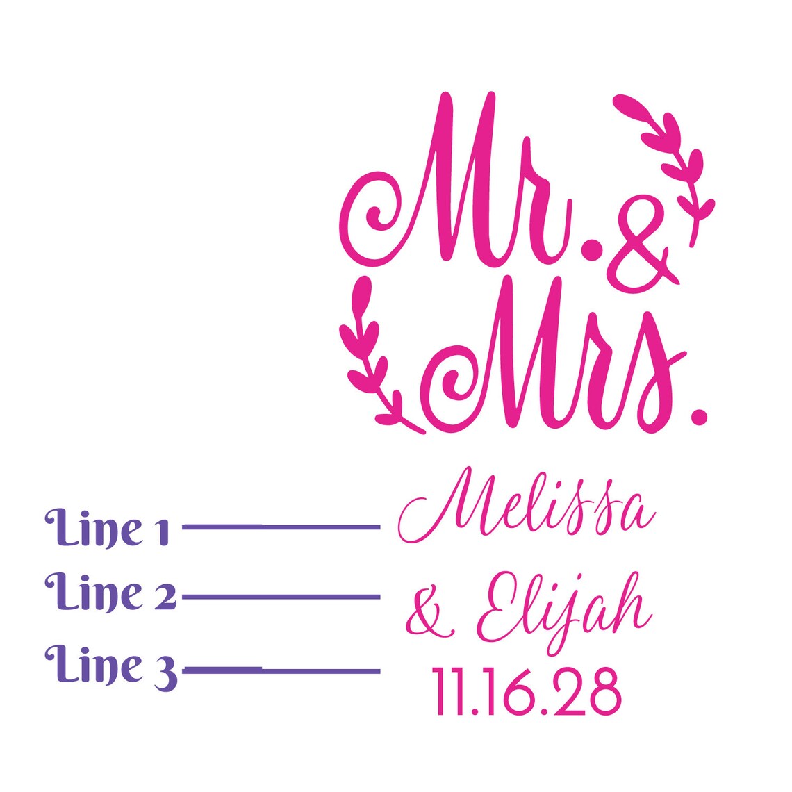 Mr. & Mrs. Wedding Party Personalized Stemless Wine Glass Favors (Set of 24)