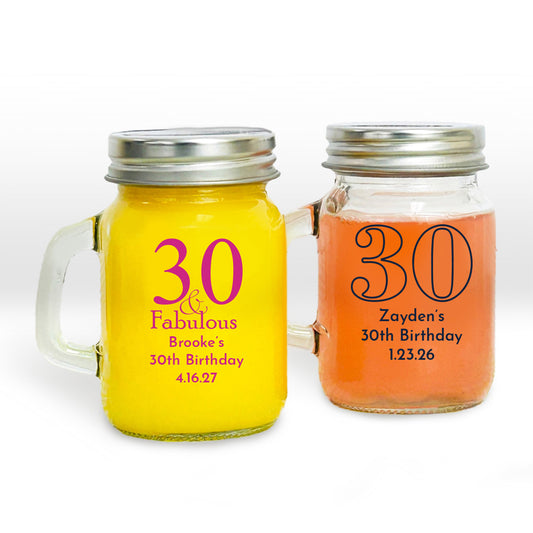 30 & Fabulous Personalized Mini Mason Jar (Set of 24)