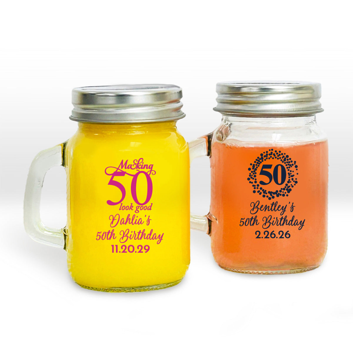 50th Birthday Personalized Mini Mason Jar (Set of 24)