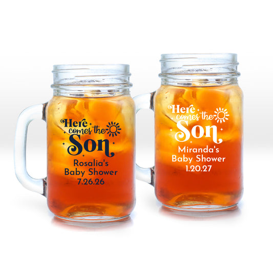 Here Comes The Son Personalized Mason Mug (Set of 24)